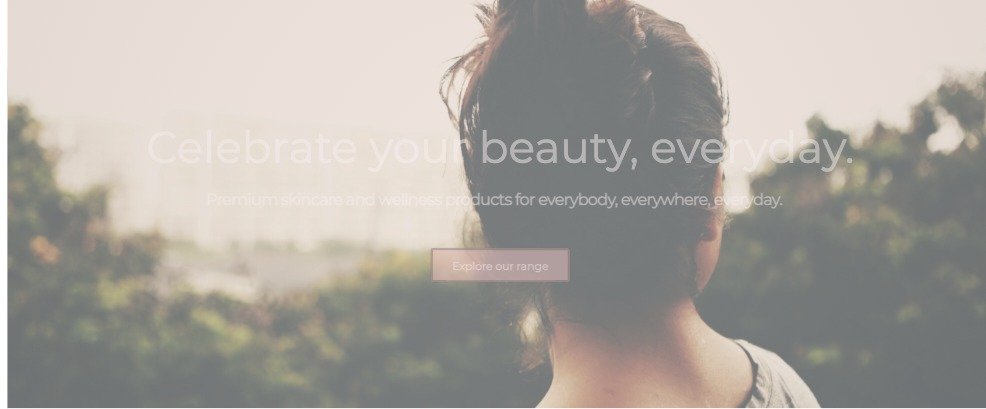 Banner image with text saying "celebrate your beauty every day"