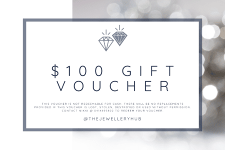 Image that has text that reads $100 gift voucher with the Jewelery Hub